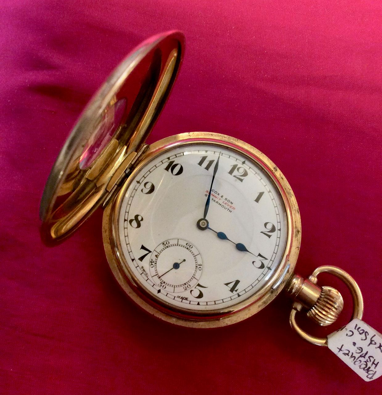 Half Hunter Gold Plated Pocket Watch PortobelloAntiqueClocks