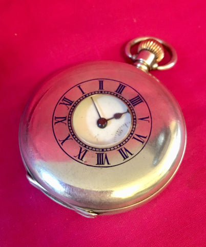 An antique English  half hunter  silver pocket watch c1910