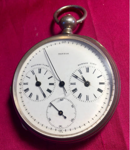 Twin Dial Silver Pocket Watch