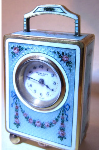Henry Capt Light Blue enamel miniature clock