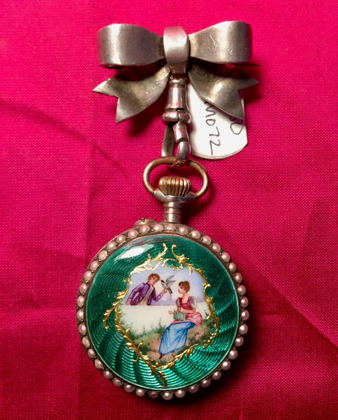 Ladies Emerald Brooch Fob Watch