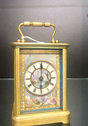 Antique blue Porcelain Carriage Clock