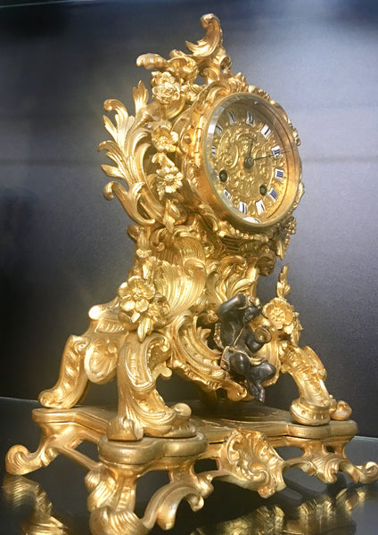 Cherub french bronze / ormolu Antique mantel Clock