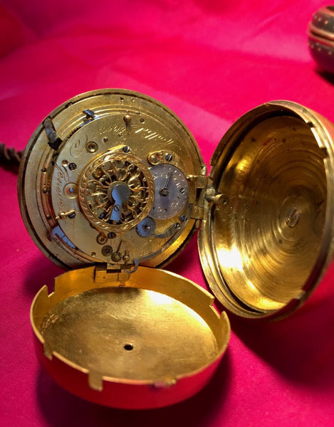 Pair cased quarter repeater on a bell by Moilliet Roux, Geneva 1760