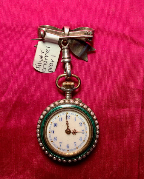 Ladies Emerald Brooch Fob Watch