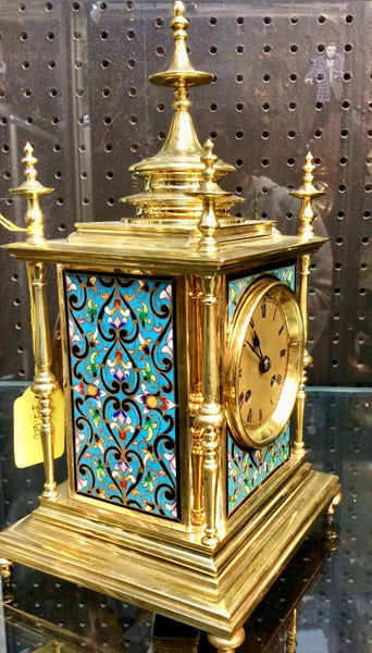 Blue enamel ormolu clock