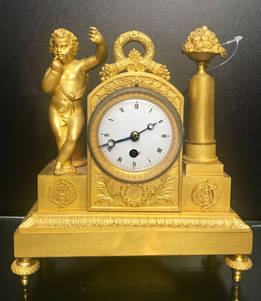 A very fine regency miniature  3 piece set french clock